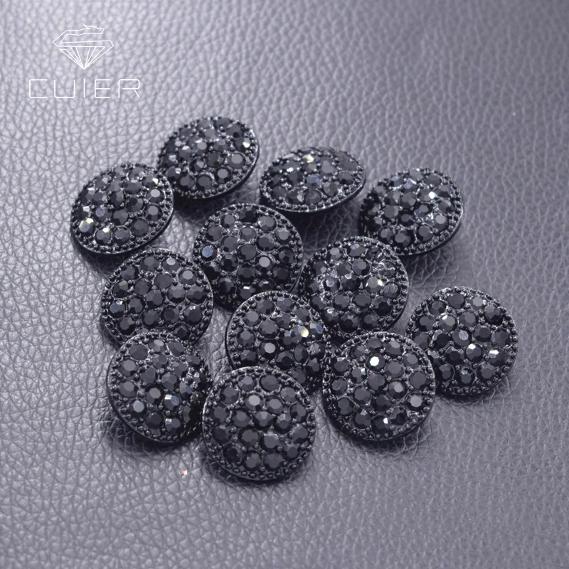 50pcs/daug 20mm juodasis akmuo, cirkonio mygtukai apvalios formos drabužiai siūti lydinio, kristalų mygtuką juoda nikelio metalo HK-106
