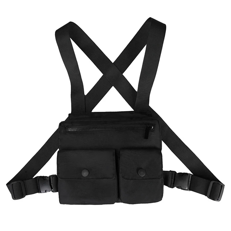 AUAU-Vyrų Krūtinės Utility Bag Multi-Funkcija Kišenėje Mados Strap Vest Hip-Hop Street Wear Krūtinės Krepšiai Moterims