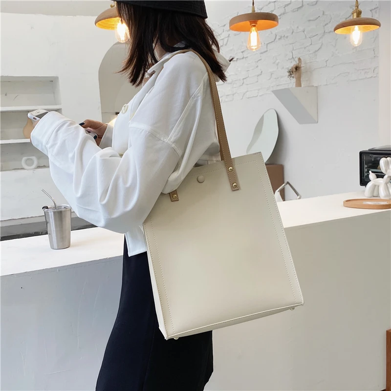 Burminsa Korėjos Stiliaus Didelis Totalizator Krepšiai Moterų Didelės Talpos Ponios Darbo Pečių Krepšiai, Aukštos Kokybės Minkštas Shopper Bags 2020 M. Rudenį