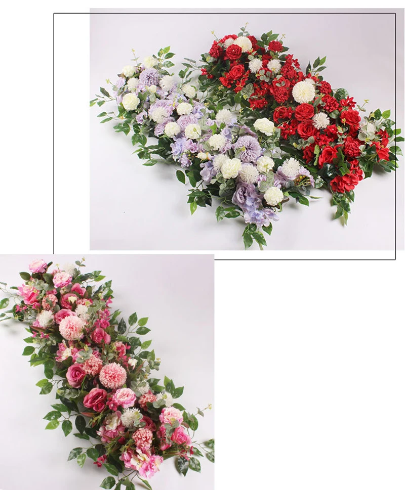 50/100cm dirbtinių gėlių užsakymą vestuvių gėlių sienos susitarimą prekių šilko bijūnas eilės dekoro T stoties geležies arkos fone