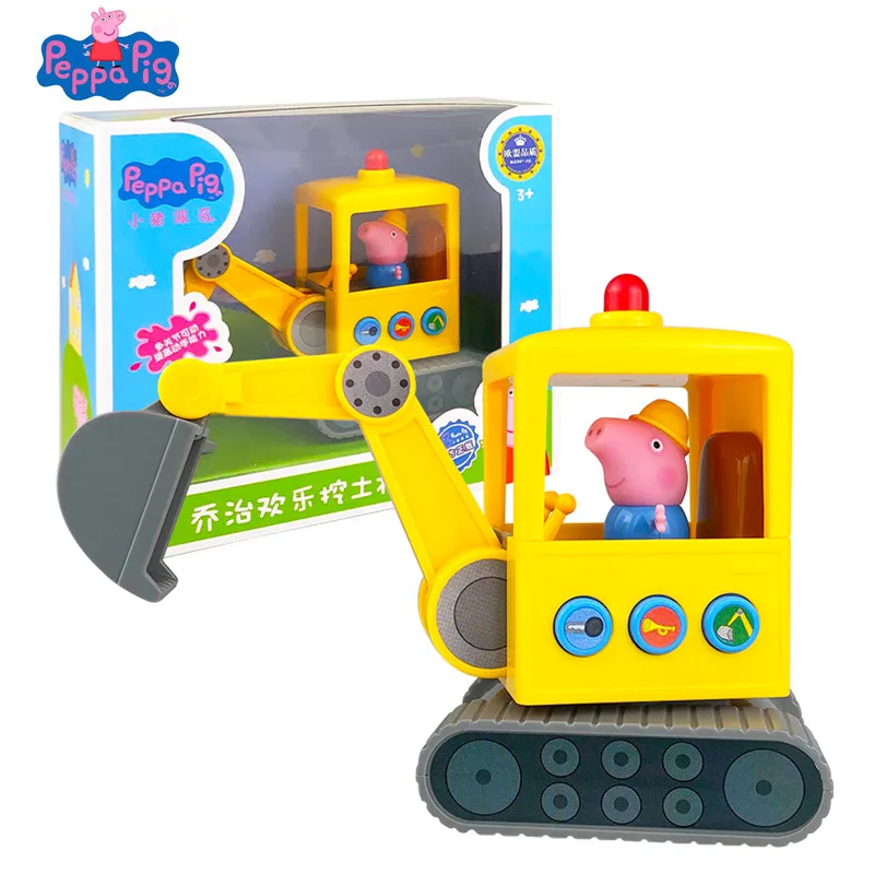 Originalus Peppa Pig žaislas automobilis modeliavimas ekskavatorių vaikų vaidmenų kelis garso efektai kilnojamą sceną, žaislai, dovanos vaikams