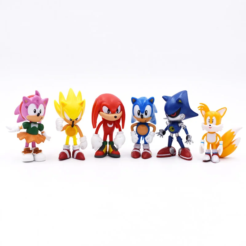 5Sets 6Pcs/Set Sonic 3colių 7cm Duomenys Pvc Žaislai, Sonic Simbolių Skaičius Žaislas