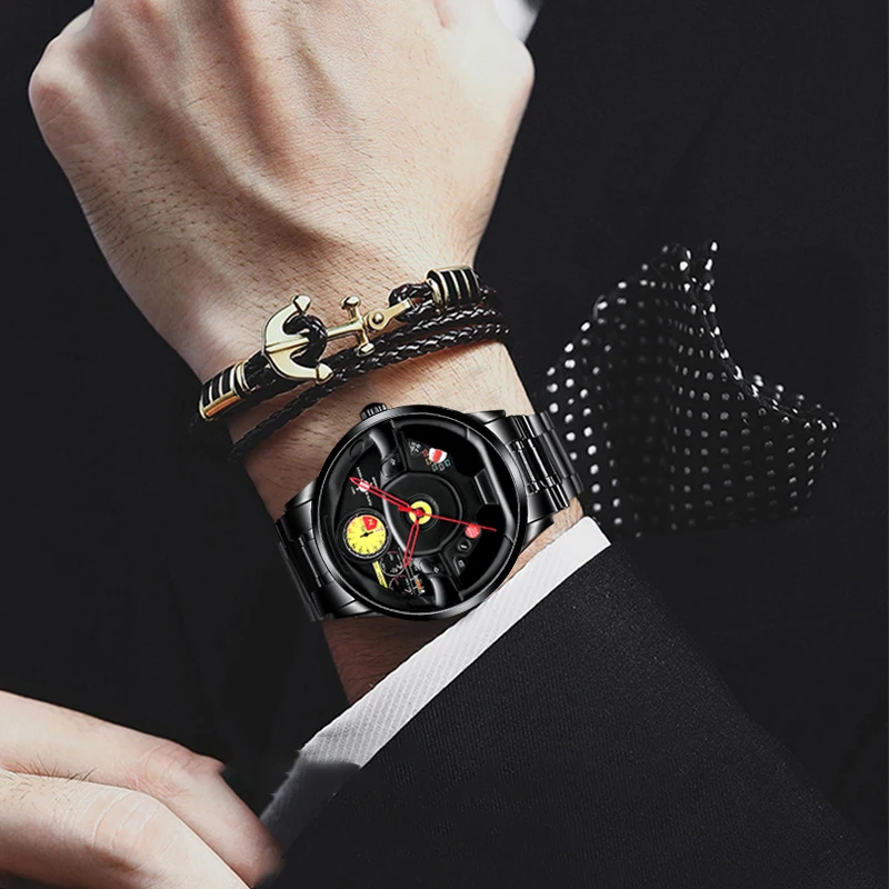 NIBOSI VIP Vyrai Laikrodžiai Sporto Automobilio Ratlankio Stebulės Laikrodis 3D Tuščiaviduriai Dial Watch Vyrų Relogio Masculino