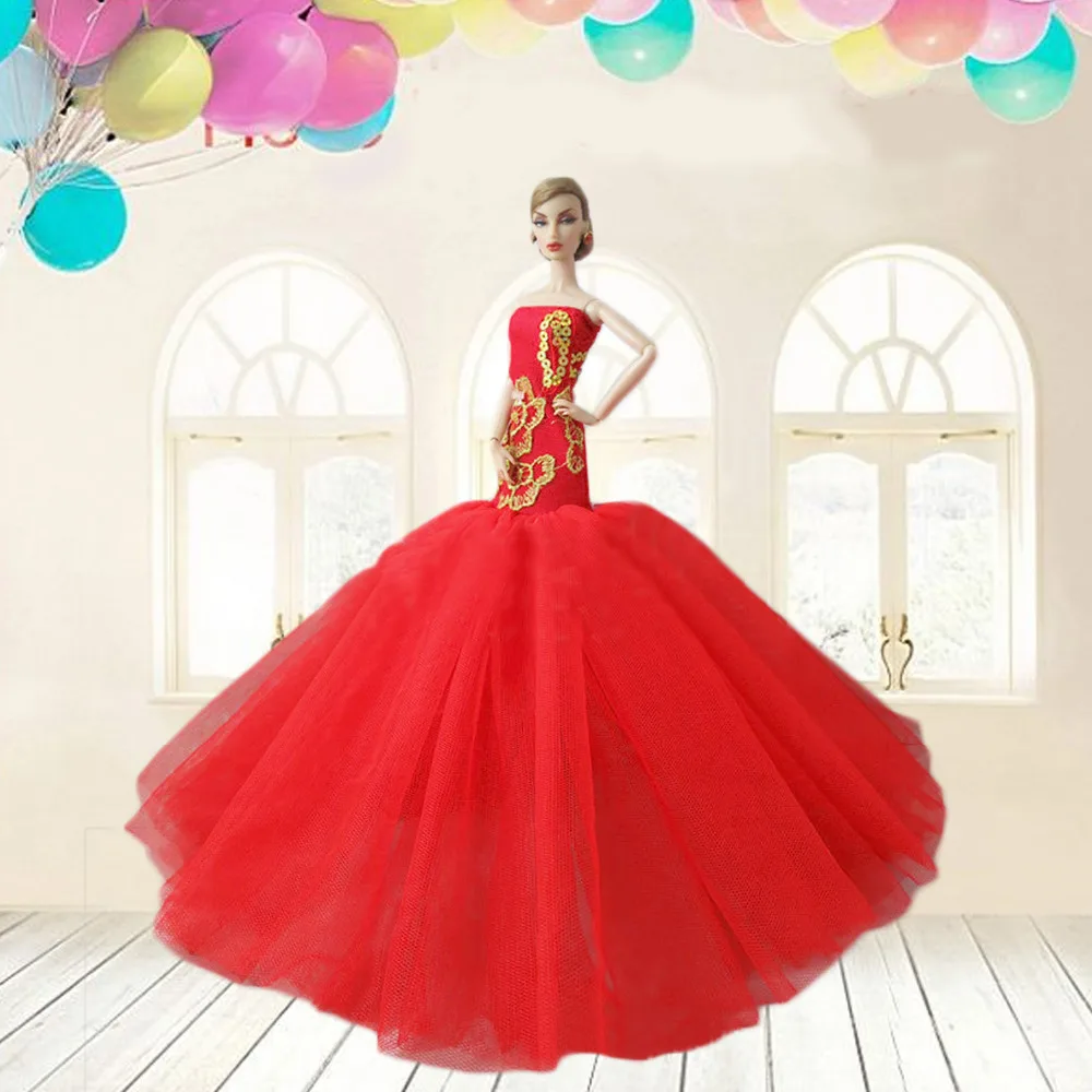 Spalvingas Mergina Lėlės, Žaislai Šalies Slidinėti Elegantiška Raudonos Suknelės Suknelė Tiktų Komplektus Lėlės Priedai Barbie Žaislai Mergina Gimtadienio Dovana