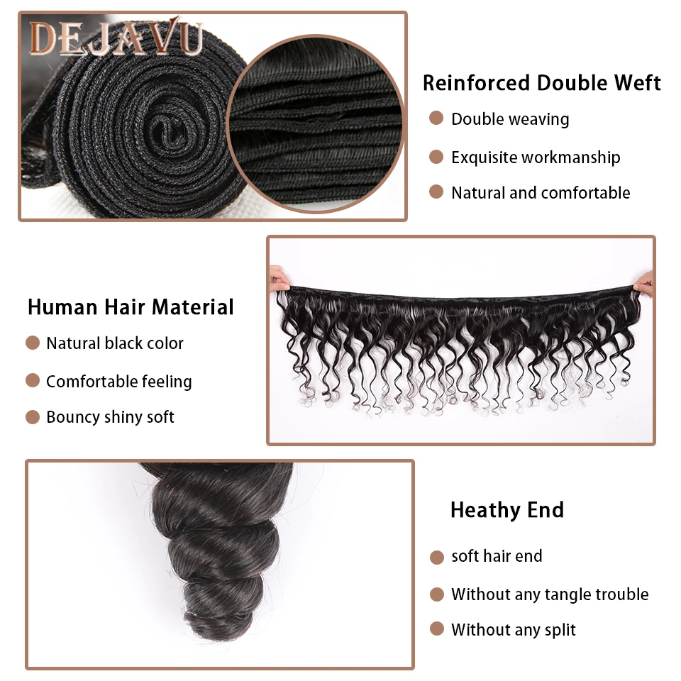 Dejavu Prarasti Banga Ryšulius Su Uždarymo Ne Remy Human Hair Ryšulius Su 4*4 Nėrinių Uždarymo Peru Plaukų Ryšulius Su Uždarymo
