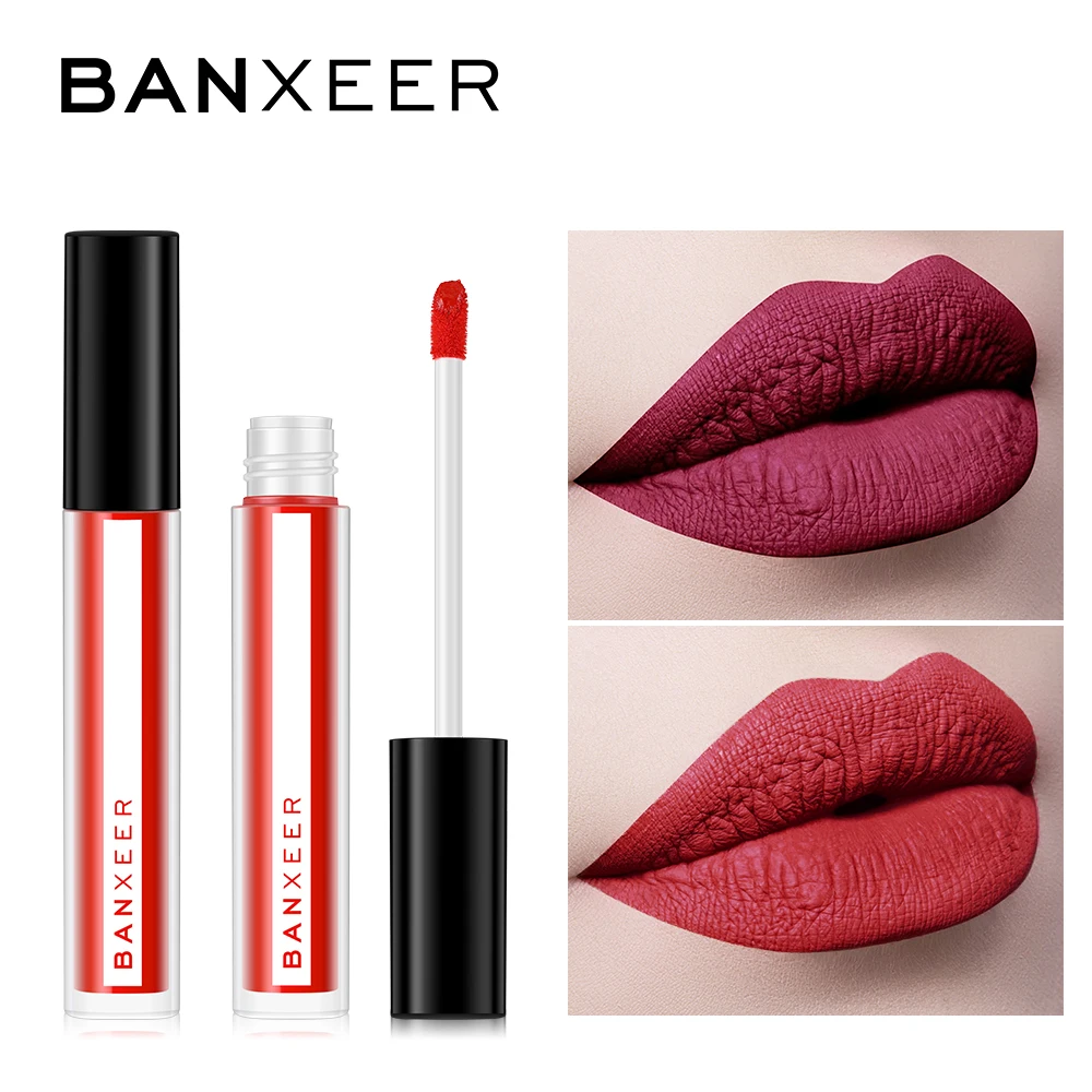 BANXEER Matinis Lūpų Lipgloss Aksomo Nuogas Lipgloss Vandeniui ilgalaikis Lūpų Makiažas Aukštos Lūpų Blizgesys Pigmento Kosmetikos