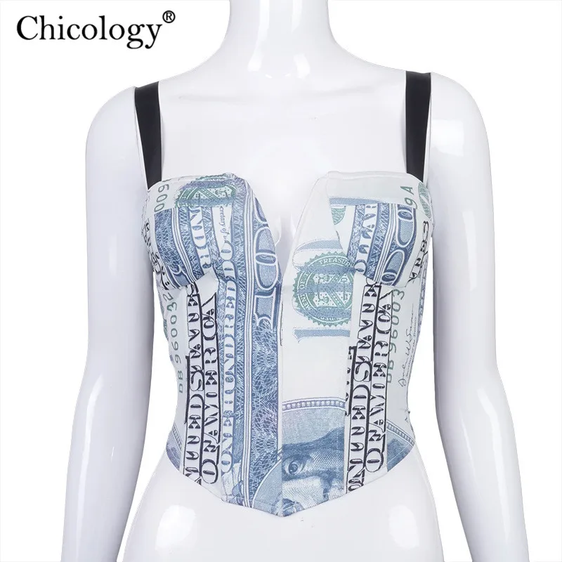 Chicology 2020 metų Derliaus Pasėlių Camis Viršuje Y2K Mada Moterims Seksualus Klubas Drabužius Šventė Partijos Gimtadienį Streetwear Doleris Bustier