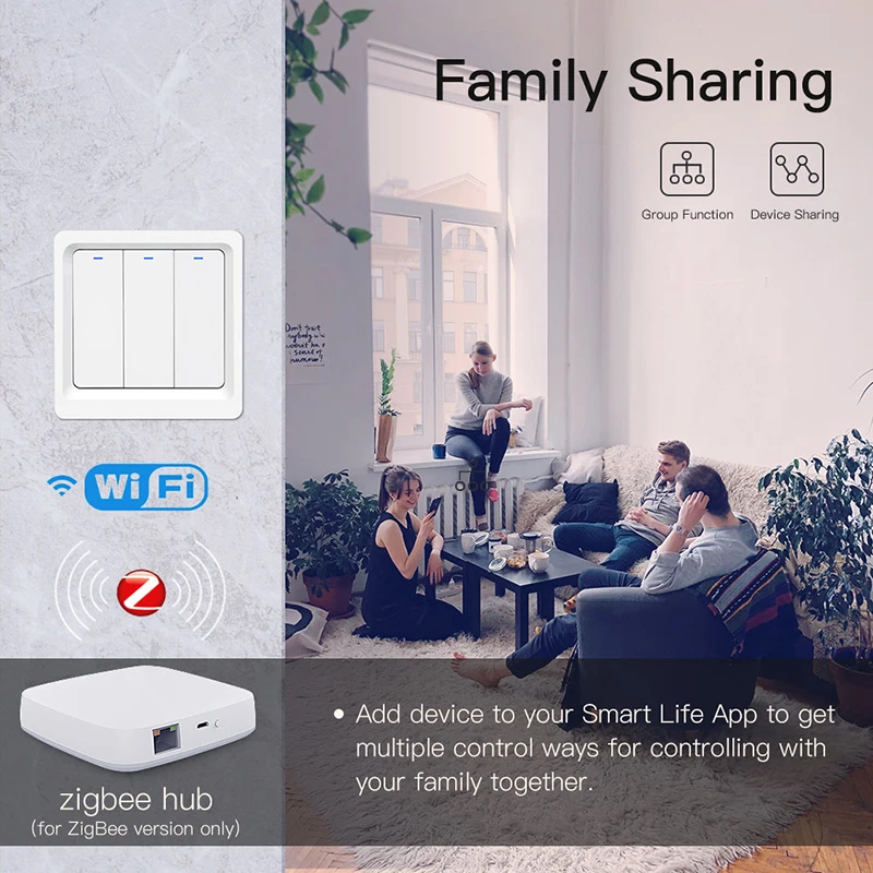 ZigBee Smart Mygtukas Jungiklis Nėra Neutralus Vielos Reikia Protingo Gyvenimo Tuya APP 