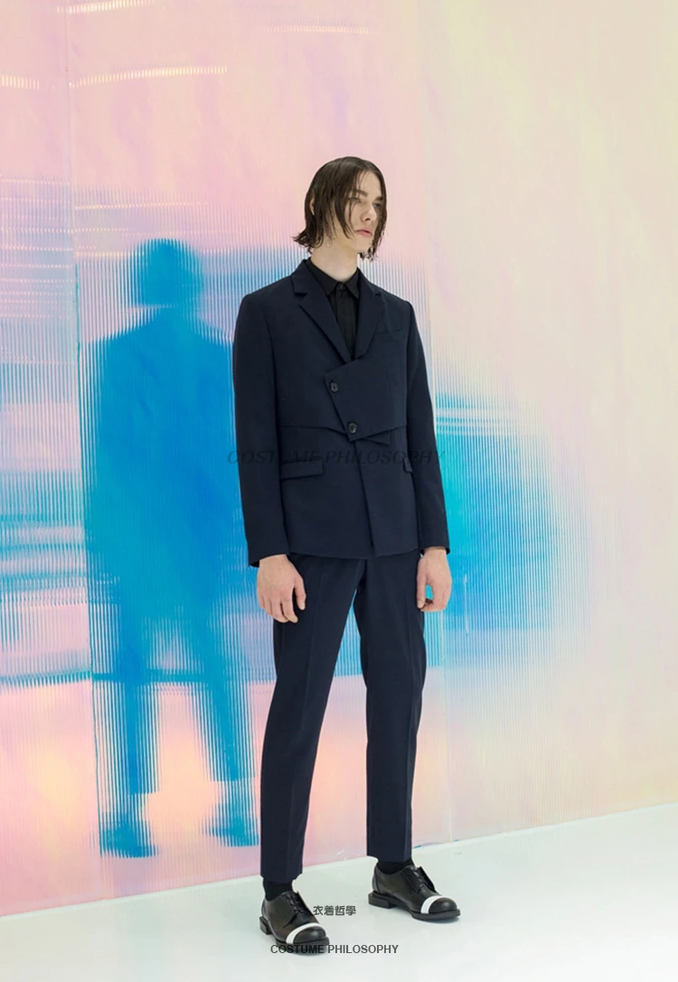 XS-5XL Naujas 2017 vyriškų drabužių mados Žvaigždė GD plaukų stilistas Slim Susiuvimo nereguliarus Kostiumas plius dydis Dainininkas kostiumai