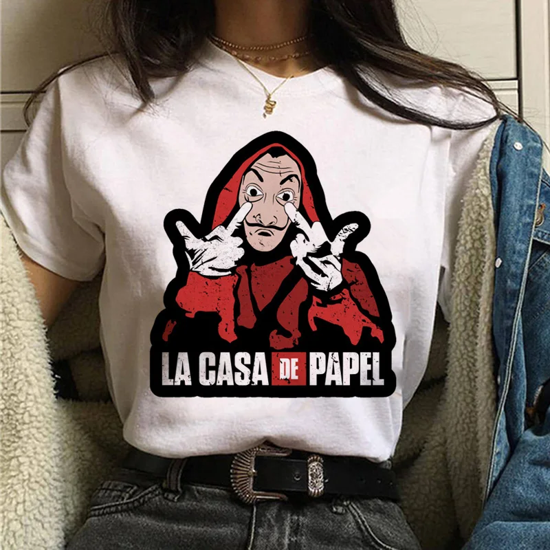 Namo Popieriaus Marškinėliai Pinigų Heist Moterų marškinėliai La Casa De Papel Spausdinti Marškinėlius Juokinga Viršuje Tee Naujus Drabužius T-shirt Moteris