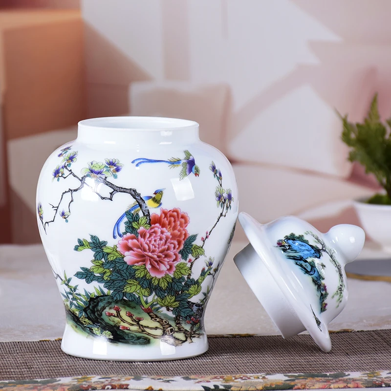 Jingdezhen Keramikos Bendrojo Bakas Vaza, Paukščių Ir Gėlių, Skrybėlių, kuriems Imbieras Stiklainius Ornamentu Kūrybos Dovana