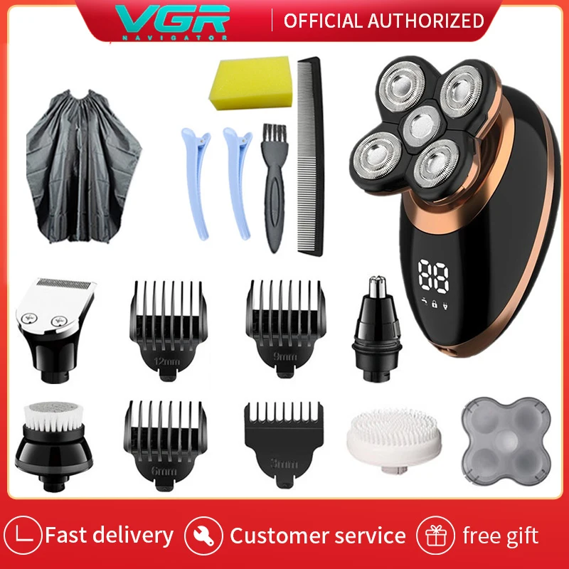VGR 5 IN1 elektrinis skustuvas elektrinį skustuvą, barzdos skustuvas plaukų žirklės, plaukų clipper vyrų skutimosi mašina nosies plaukų pjovimo