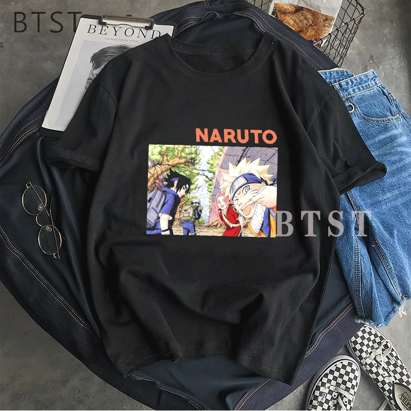 Sasuke Uchiha Naruto Mados Japonų Anime Marškinėliai Vyrams Juokingas Animacinių filmų marškinėliai Atsitiktinis, Kietas Streetwear Marškinėlius Hip-Hop Top Tee Vyriška