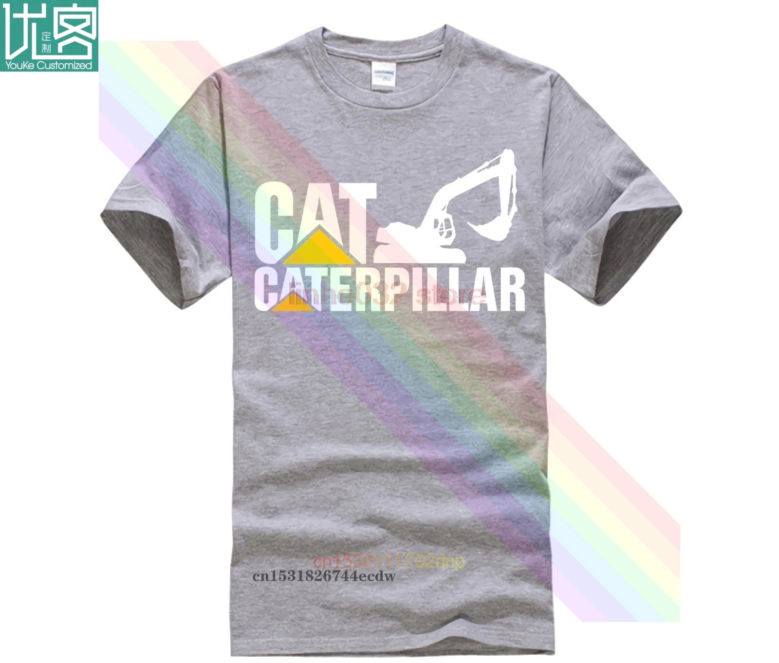 Naujas Caterpillar Logotipą, Trumpos Rankovės, Juodos spalvos vyriški T-Shirt Dydis S-5XLMen Marškinėliai, Topai Trumpas Rankovės Medvilnės Fitneso T-Shirt