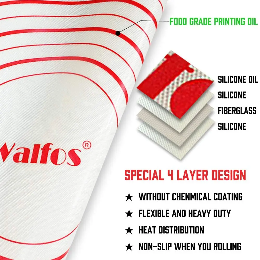 WALFOS 1 Gabalas Ne Klijuoti Geležinkelių Tešlos Kilimėlis Su Matavimo Silikono Kepimo Kilimėliai Bakeware Priedai Priėmimo Slapukus