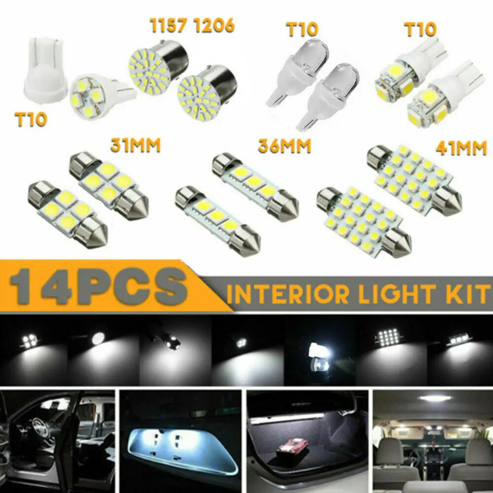 14PCS LED Lempos Derinys, LED Vidaus Apšvietimas, Automobilių Lempos Specialų Rinkinį