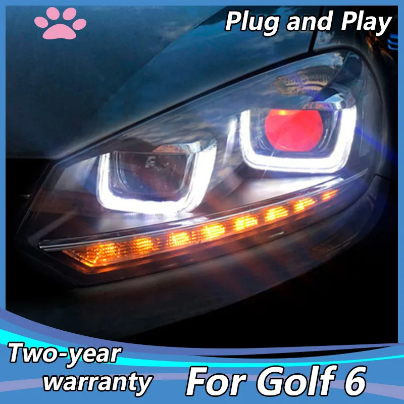 Automobilio Stilius VW Golf 6 MK6 LED Žibintų Golf6 DRL Hid Žibintas Bi-Xenon žibintų Priedai