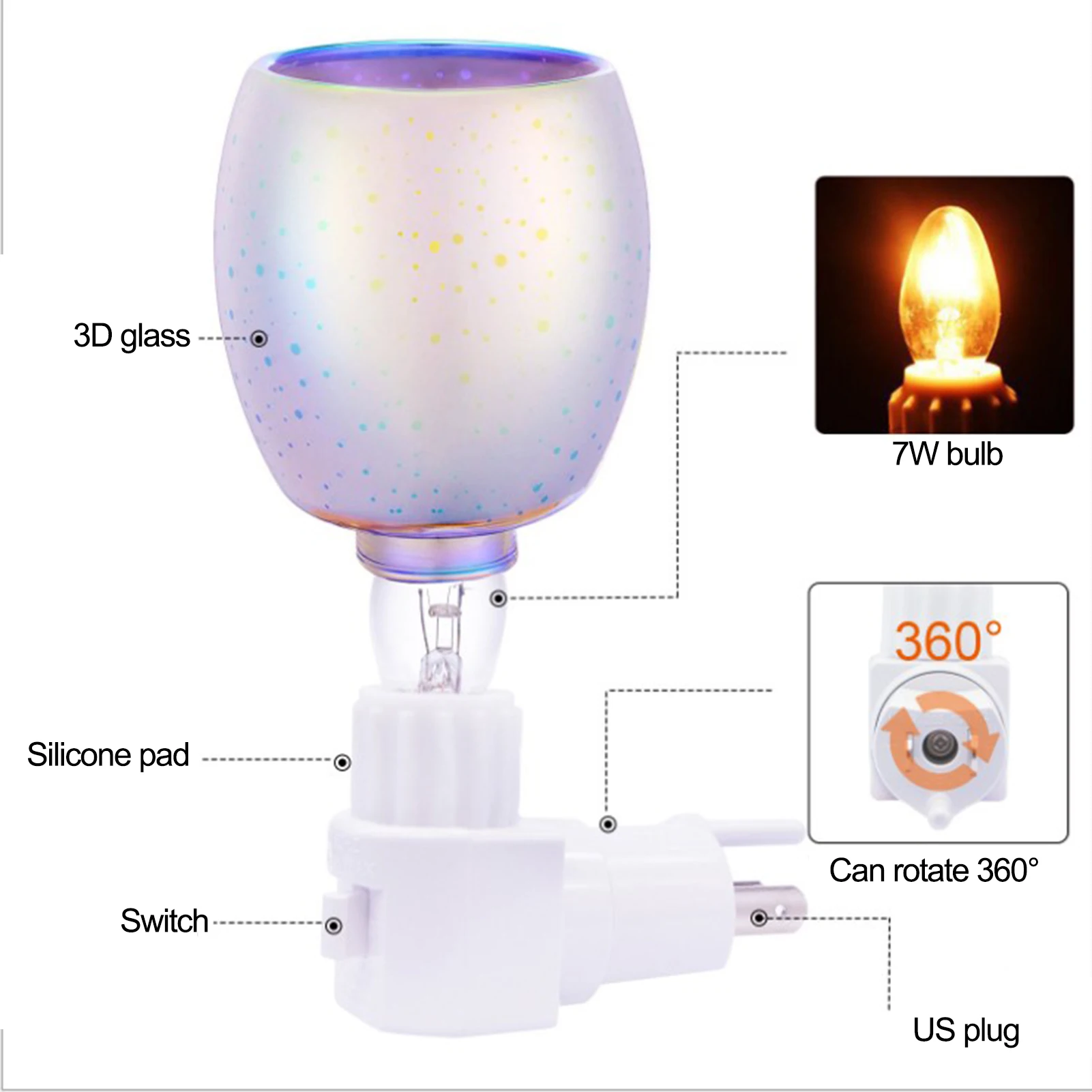 3D Kūrybos Spalvinga Aromaterapija Vaško Lydymo Lempos Plug-in Tamsos Miegamasis Smilkalų Viryklė Stalo Lempa Naktį Šviesos DH