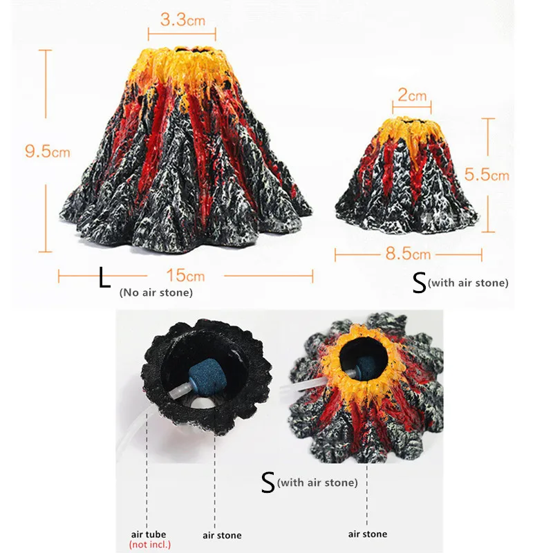 Mažas / Didelis Akvariumas Vulkanas Apdaila, Povandeniniu LED Šviesos Žuvų Bakas Deguonies Oro Siurblys, Oro Akmuo Burbuliukai Ornamentu