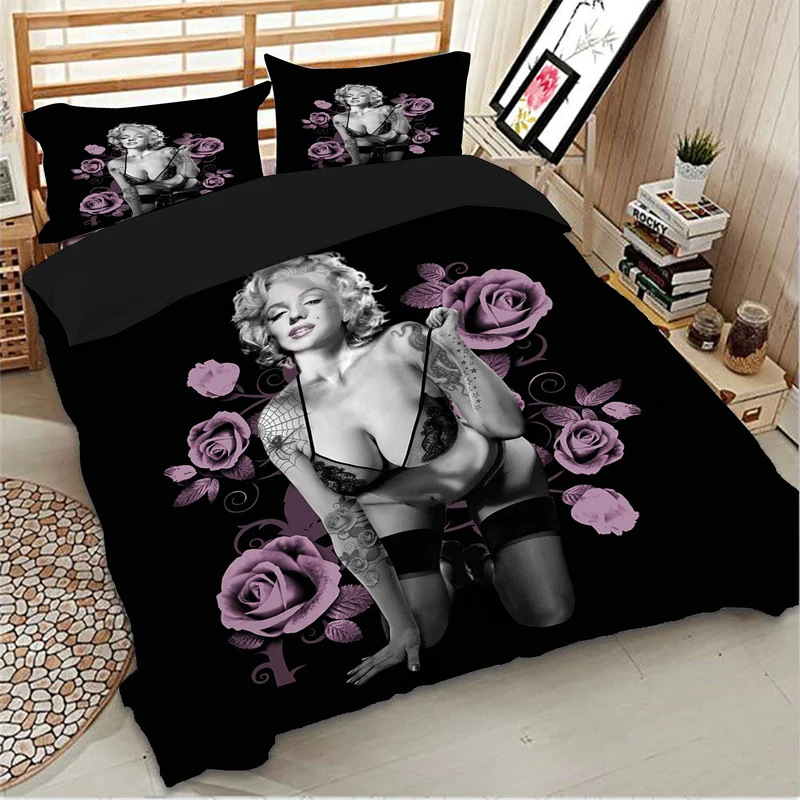 Seksualus 3d Marilyn Monroe Patalynės komplektas Antklode Padengti Lova Nustatyti Twin karalienė king size namų tekstilės