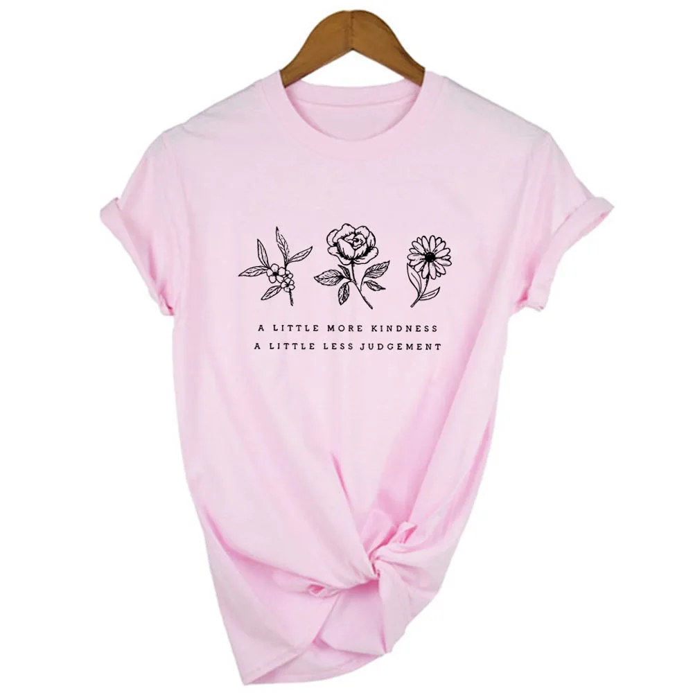 Šiek tiek Daugiau Gerumo Šiek tiek Mažiau Sprendimą Moterys Vasarą T-shirt, Derliaus Grafinis Tees Harajuku Gėlių Spausdinti Estetinės Viršūnės