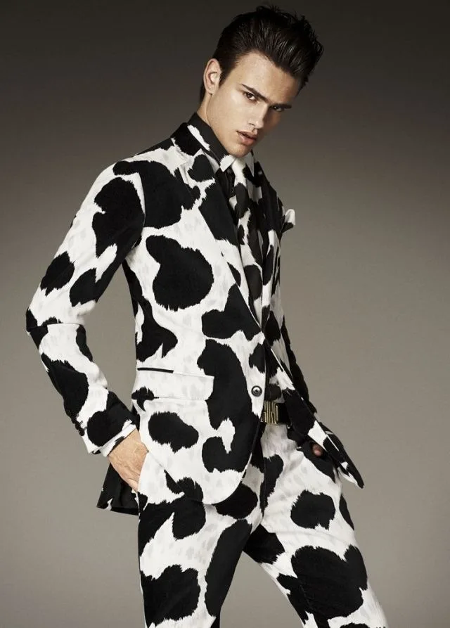 Mados Star stiliaus Pieno Karvė Modelis atspausdintas Slim Kostiumai Kostiumai naktinis klubas Vyrų DJ, dainininkas Etape suknelė Šalis Šou Šokių Suknelė