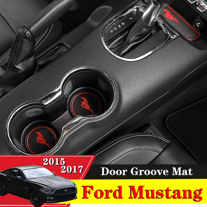 12PCS Automobilių Reikmenys Vidinio Vartų Lizdą, Padas neslidus Taurės Kilimėliai Anti Slip Durų Groove Motina Interjero Ford Mustang 2016 2017