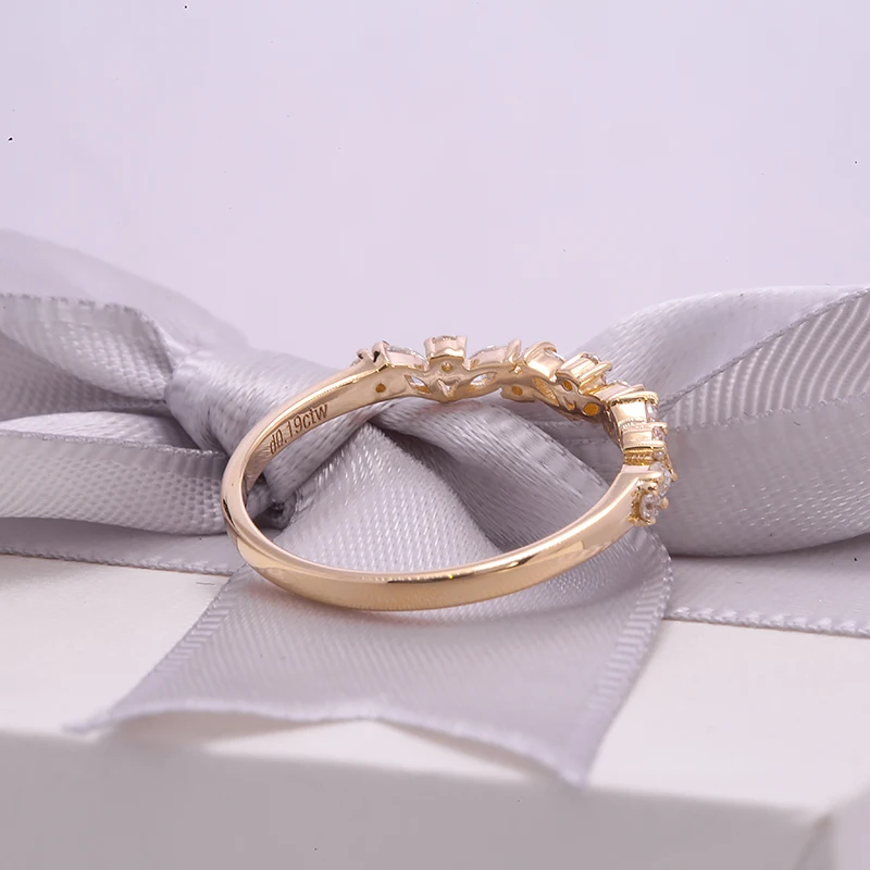 AEAW 585 14K 10K Geltonojo Aukso Žiedas Moterims moissanite Solitaire Žiedas atitikimo pusę amžinybės vestuvių juostoje Vestuvinis nuotakos