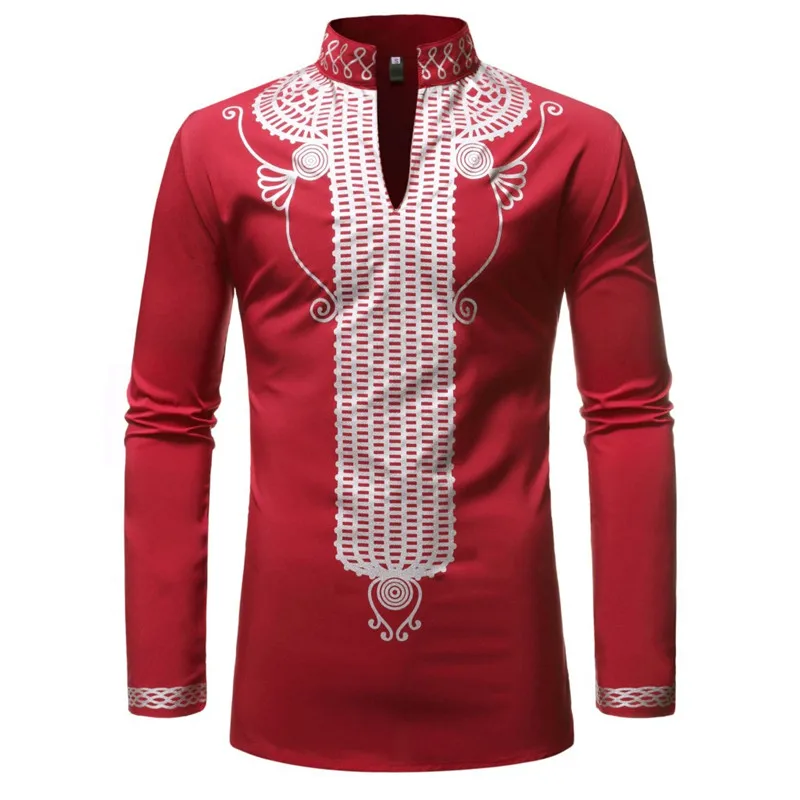 Baltosios Afrikos Spausdinti Dashiki Spausdinti Marškinėliai Vyrams 2020 Mados Streetwear Atsitiktinis Afrikos Drabužiai Vyrams, Ilgomis Rankovėmis Marškinėliai Vyrų Camisas