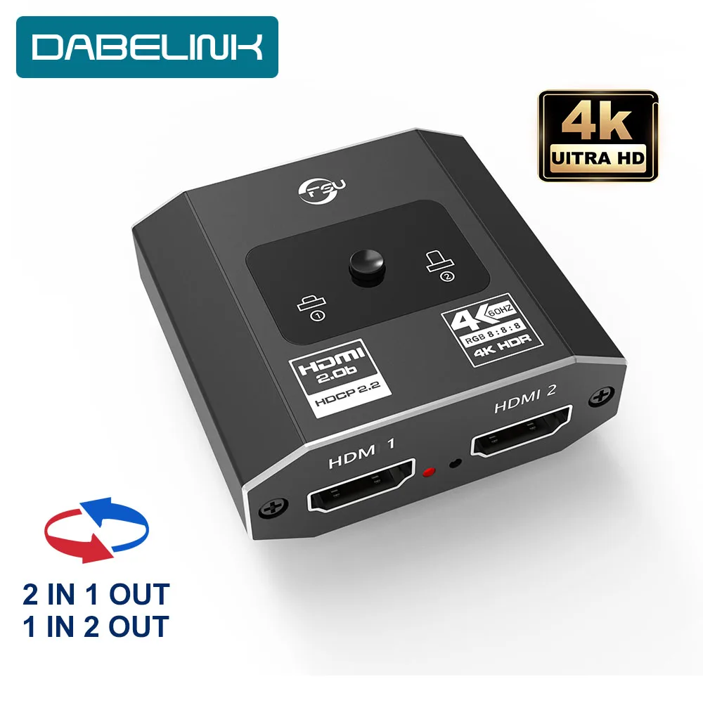 DABELINK HDMI Jungiklis 4K Bi-Krypties Adapteris HDMI Jungiklis 2x1 TV Box Switch HDMI Bi-Krypties Jungiklį Žaidimas TV HDMI Switcher