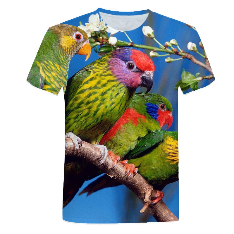 Mados Gyvūnų marškinėliai Vyrams, O-kaklo 3d T-shirt Spausdinti Spalvinga Papūga marškinėlius Sporto Vyrų Vasaros trumpomis Rankovėmis Viršūnes Tees 2021