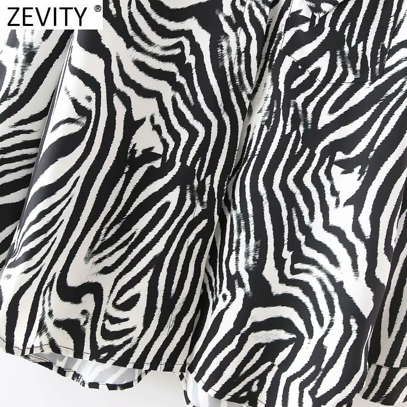 Zevity 2021 Naujas Moterų Derliaus Leopard Kaklaraištis Dažų, Spausdinimo Atsitiktinis Smock Palaidinė Moteriška Vienos Kišenės Marškiniai, Elegantiškos Blusas Viršūnes LS7612