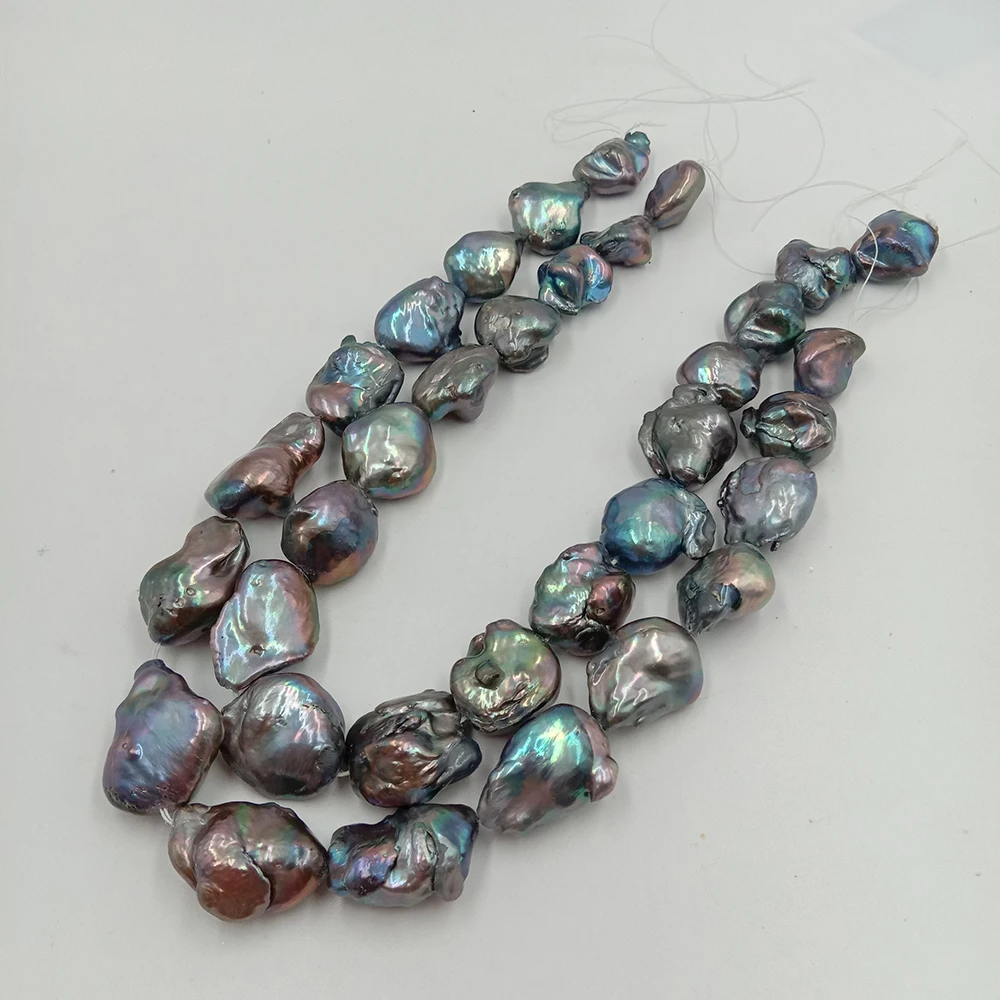 16 colių perlų karoliukai kryptis, gėlo vandens prarasti pearl su baroko formos, DIDELIS BAROKO formos.16-21 mm dengimo juoda spalva