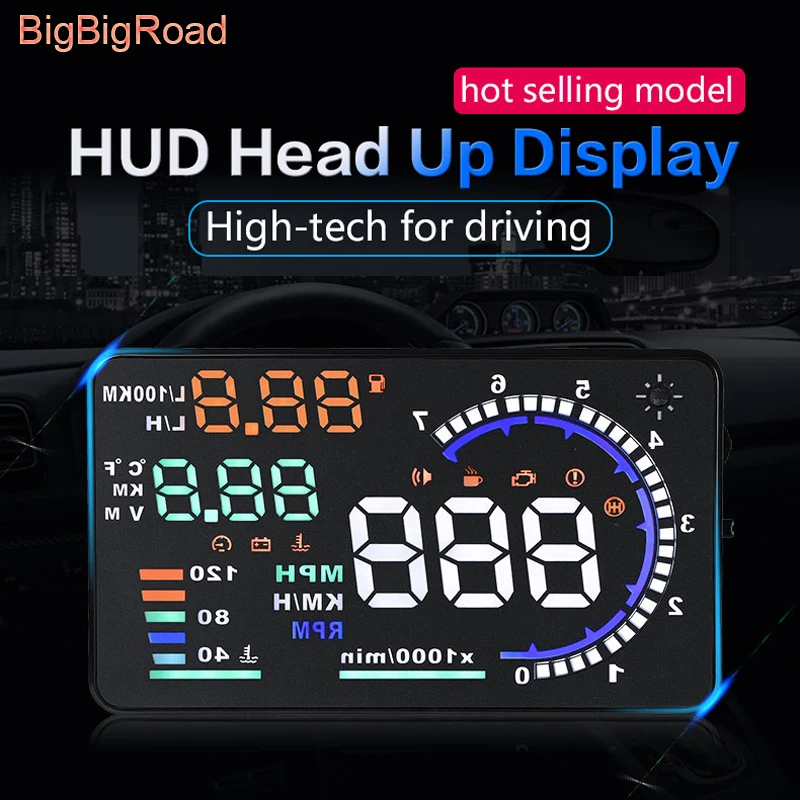 BigBigRoad Automobilį Auto HUD OBD2 EUOBD Priekinio stiklo Projektorius Head Up Display Audi A1 A3 A4 A5 A6 A7 C6 RS6 S6 S7 C7 Q3 Q5 Q7