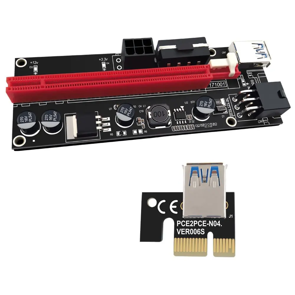 6pcs PCIE Riser 1X iki 16X Grafika Pratęsimo GPU Kasybos Varomas Stovo Adapteris Kortelės, 60cm USB 3.0 Kabelį VER009S