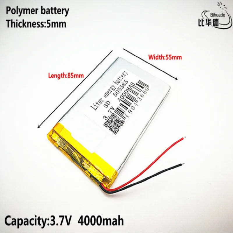 Litro energijos baterija Gera Qulity 3.7 V,4000mAH,505585 Polimeras ličio jonų / Li-ion baterija ŽAISLŲ,CENTRINIS BANKAS,GPS,mp3,mp4