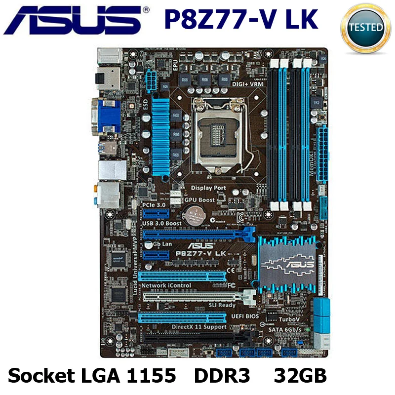 Socket LGA 1155 ASUS P8Z77-V LK pagrindinė Plokštė 32GB DDR3 PCI-E 3.0 USB3.0 SATA3.0 Intel Z77 Asus Mainboard Darbalaukio P8Z77-V LK