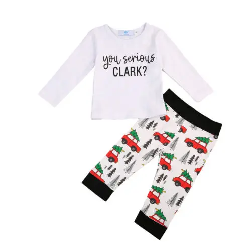 Kalėdų Bamblys Kūdikių Mergaičių Automobilių Viršūnes, T-marškinėliai, Kelnės, Antblauzdžiai Komplektus Drabužių Dydis 2-6T