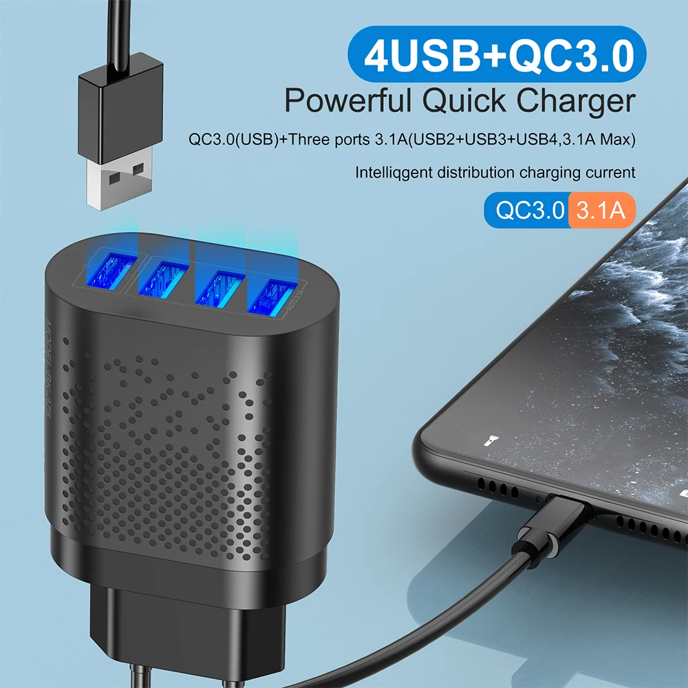 ES/JAV Prijunkite USB Įkroviklis 3A Quik Mokestis 3.0 Mobiliojo Telefono Įkroviklį 