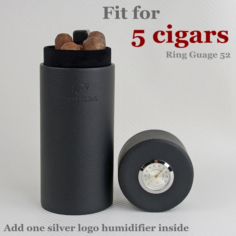 COHIBA Kelionės Cigarų Atveju Oda Kedro Medžio Liniuotas Vamzdis Mini Humidoras Viduje su Ilgai Drėkintuvas Drėgmėmačiu