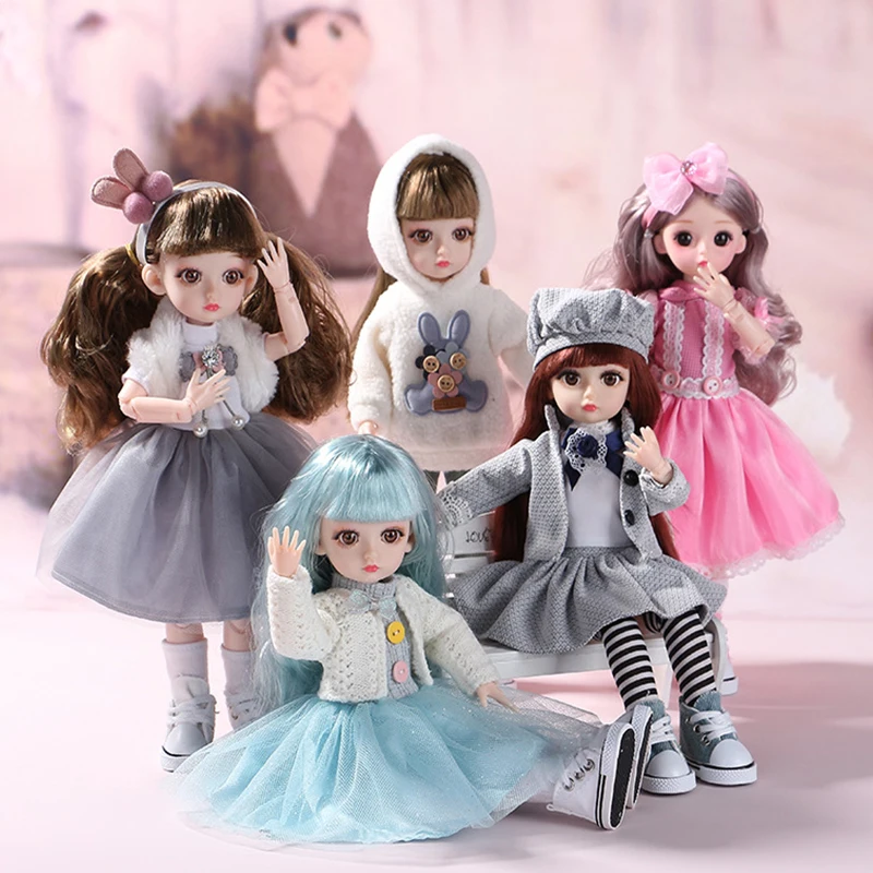 30cm BJD Doll Mergaitė Cute Dress 15 Kilnojamojo Sujungta Lėlės Princesė Žaislai Fahion Suknelė Grožio BJD Plaukų 