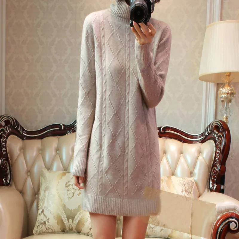 BARESKIY kašmyro megztinis moteriška nauji aukštos apykaklės megztinis vientisų spalvų didelio dydžio chalatą ilgomis rankovėmis megztinis moteriški drabužiai
