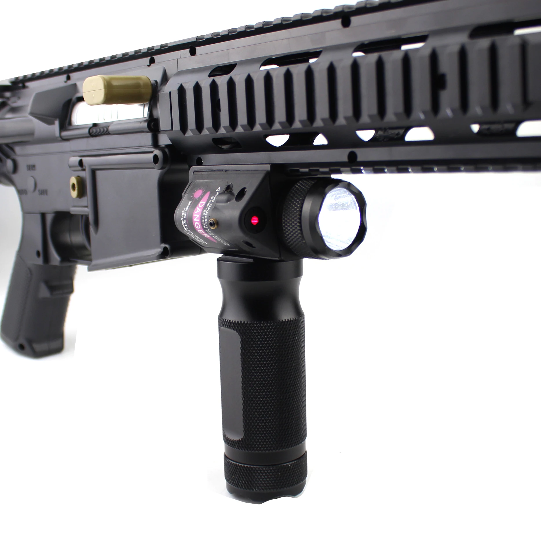 Taktinis Išilginė rankena Sunku šviesos LED Žibintuvėlis su raudona Žalia Lazerio Pakeitimas Pakeitimas Tinkama žvilgsnio ginklą medžioklei