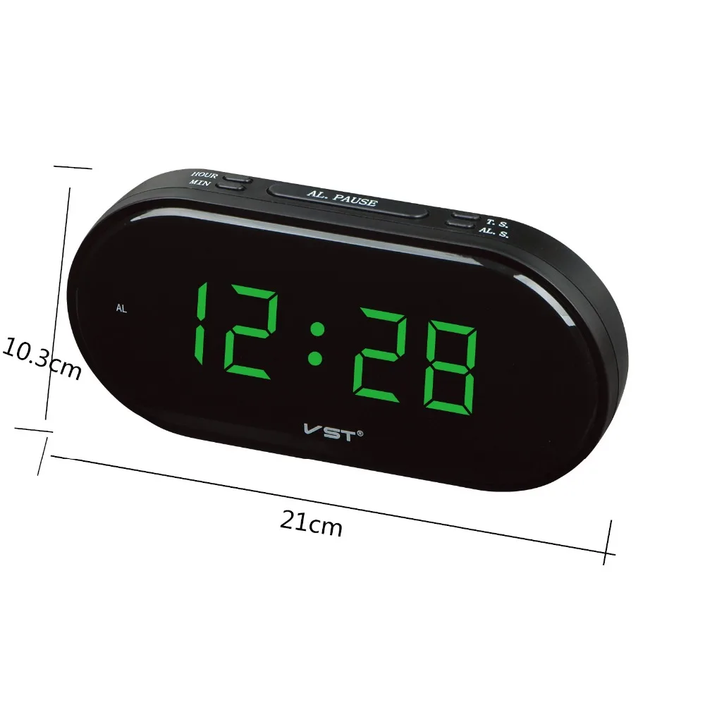 HD skaitmenų ekranas led laikrodis-žadintuvas su snaudimo funkcija Įskiepiai elektros LED stalo laikrodis, 24 valandų skaitmeninis laikrodis-žadintuvas