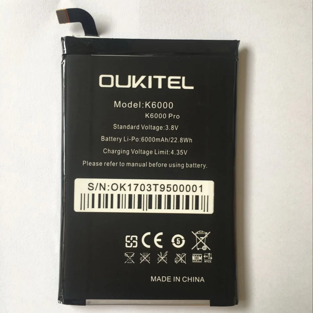 Oukitel K6000 Pro Baterijos Pakeitimo Originalus, Didelės Talpos, 6000mAh Atsargines Baterijas Oukitel K6000 Pro
