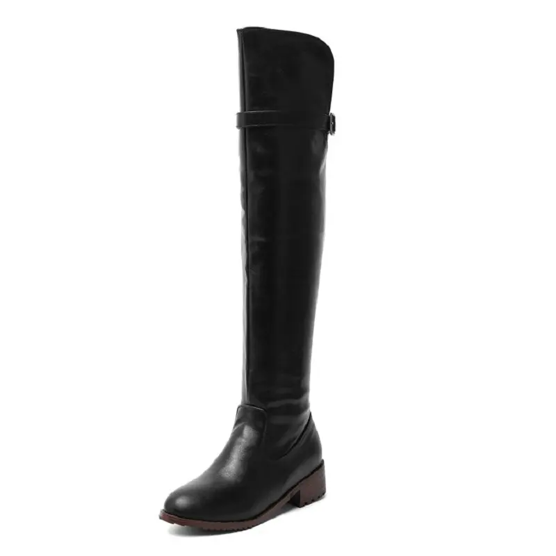 ZawsThia 2020 m. moters žiemos batai stambusis mažai aukštakulniai juodos rudos PU moterų pankiškas žirgų jojimo batai patogūs, laisvi knee-high batai