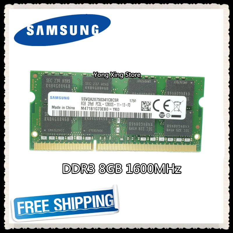 Samsung DDR3 8GB 1 600mhz Nešiojamas atminties PC3L-12800S nešiojamojo kompiuterio RAM 12800 8G 1.35 V kompiuterių dalys sodimm