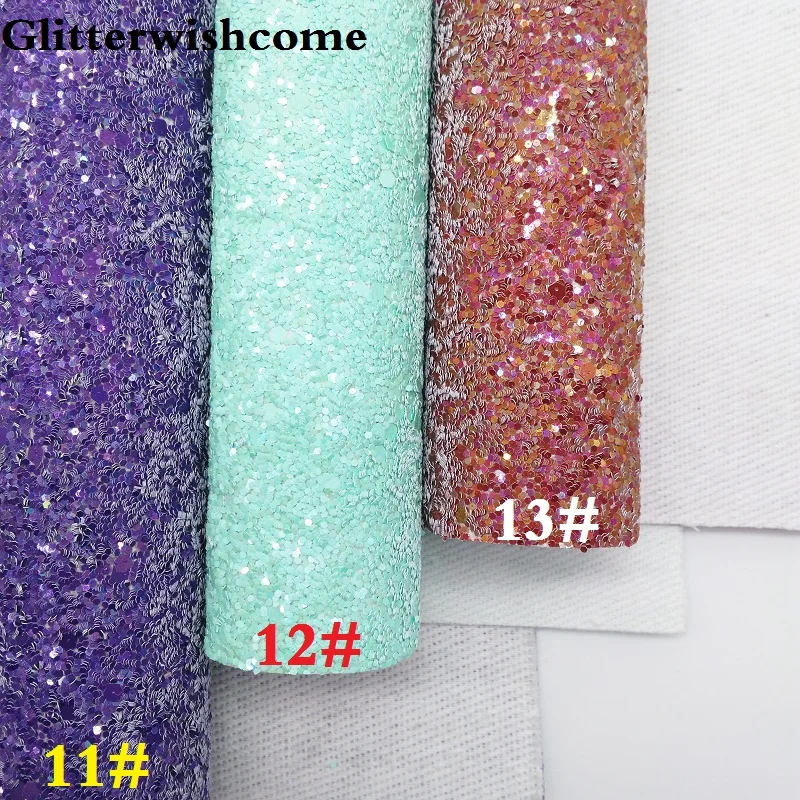 Glitterwishcome 30X134CM Mini Roll Sintetinės Odos, Stambusis Blizgučiai Odos audinio, Vinilo už Lankai, GM070