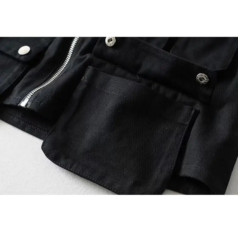 2019 Vasaros sijonai moterų aukšto liemens sijonas derliaus Krovinių stiliaus juoda sijonai punk streetwear korėjos prašmatnus užtrauktukas kišenėje mini sijonas