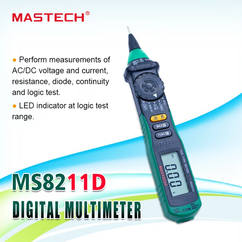 MASTECH MS8211D Skaitmeninis Multimetras Pen Tipo Matuoklis Automatinis Diapazonas DMM Multitester Įtampa Srovės Testeris loginio Lygio Testeris